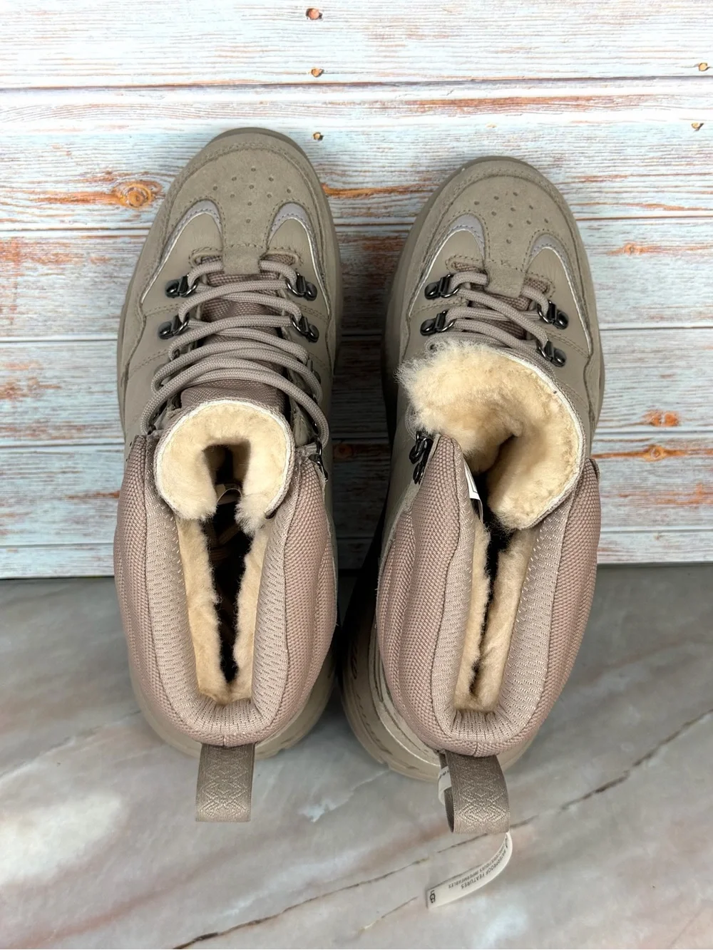 UGG Men’s Hiker Weather Boots - Suede/Leather - Desert Neutral (Tan/Blush/Cream)
